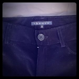 Theory low rise black velvet pants w/ flares